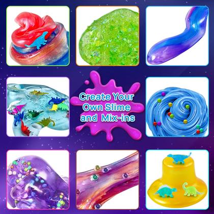 Imagem de Kit Slime YOPINSAND Dinosaur Glimmer Crunchy Galaxy 6-12y