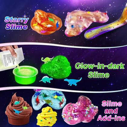 Imagem de Kit Slime YOPINSAND Dinosaur Glimmer Crunchy Galaxy 6-12y