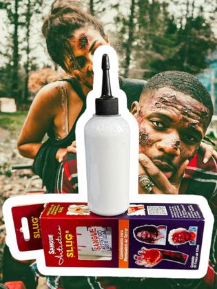 Imagem de Kit slug de maquiagem sangue artístico 120ml + látex 100ml