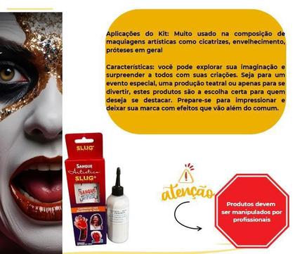 Imagem de Kit Slug Maquiagem Terror Látex 100ml + Sangue falso 120ml