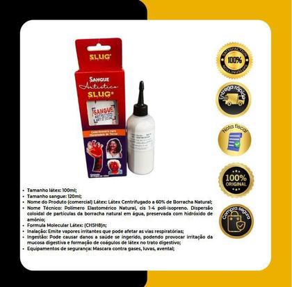 Imagem de Kit Slug Maquiagem Terror Látex 100ml + Sangue falso 120ml