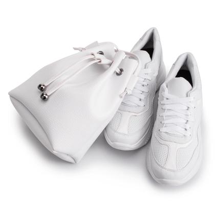 Imagem de Kit Sneaker Tênis feminino Chunky sola alta com bolsa saco transversal