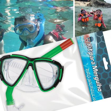 Imagem de Kit Snorkel  Mergulho Juvenil Diversão na Água Máscara de Natação Resistente