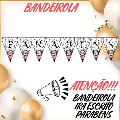 Imagem de Kit só um bolinho decoração Demon Slayer Aniversário festa em casa banner, topo bolo