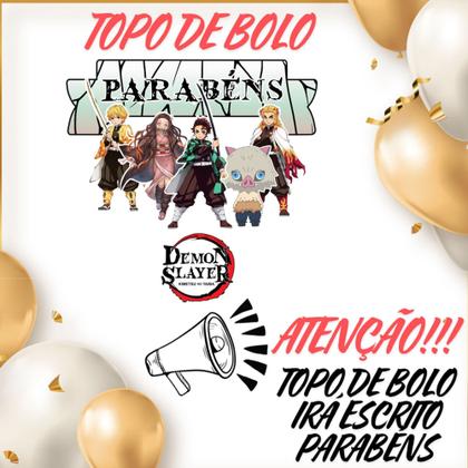 Imagem de Kit só um bolinho decoração Demon Slayer Aniversário festa em casa banner, topo bolo