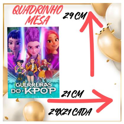 Imagem de Kit só um bolinho decoração Guerreiras do Kpop Aniversário festa em casa banner, topo bolo-50 Peças