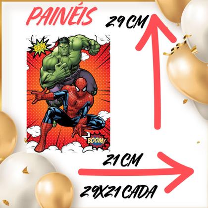 Imagem de Kit só um bolinho decoração Hulk e Homem Aranha Aniversário festa em casa banner, topo bolo