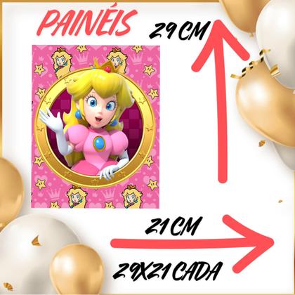 Imagem de Kit só um bolinho decoração Princesa Peach Aniversário festa em casa banner, topo bolo - Pointfest