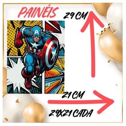 Imagem de Kit só um bolinho decoração Vingadores Heróis Aniversário festa em casa banner, topo bolo - 35 Peças