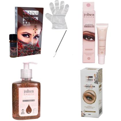 Imagem de Kit Sobrancelhas Henna Indiana Beauty Gel Acelerador Crescimento e Calmante Profissional Depilação