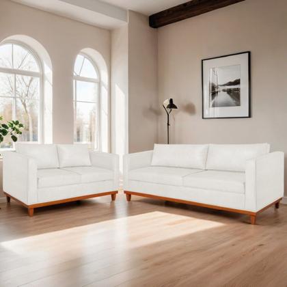Imagem de Kit Sofá 2 e 3 Lugares 180cm Europa Bouclé Branco - Amarena Móveis