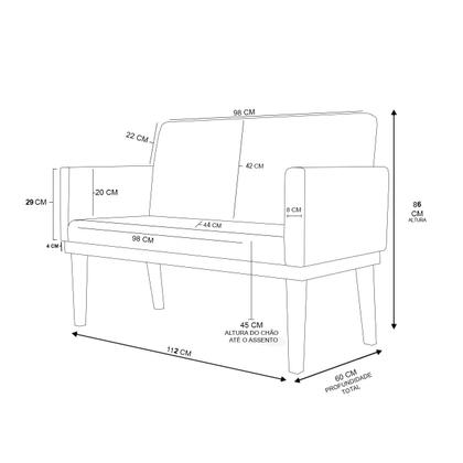 Imagem de Kit Sofá 2 lugares + Poltrona com base Suede Sala de Estar
