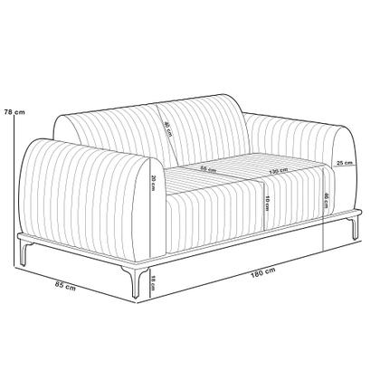 Imagem de Kit Sofá 3 Lugares 180cm com 02 Poltronas Molino Base Castanho Pés D'ouro D02 material sintético Whisky B-90 - Lyam Decor