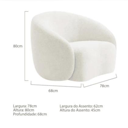 Imagem de Kit Sofá 3 Lugares 180cm e 2 Poltronas Orgânico Luxo Recepção Sala de Estar e TV Amore Bouclé Branco- MABE MAGAZINE