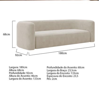 Imagem de Kit Sofá 3 Lugares 180cm e Poltrona Orgânica Luxo Recepção Melina Linho - Amarena Moveis