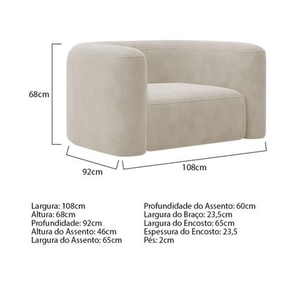Imagem de Kit Sofá 3 Lugares 180cm e Poltrona Orgânica Luxo Recepção Melina Linho - Amarena Moveis