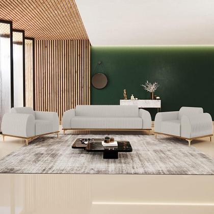 Imagem de Kit Sofá 3 Lugares 210Cm Com 2 Poltronas Molino Cru C-443