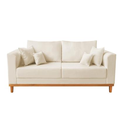 Imagem de Kit Sofá 3 Lugares e 2 Poltronas Beny Recepção Sala de Estar Suede Bege