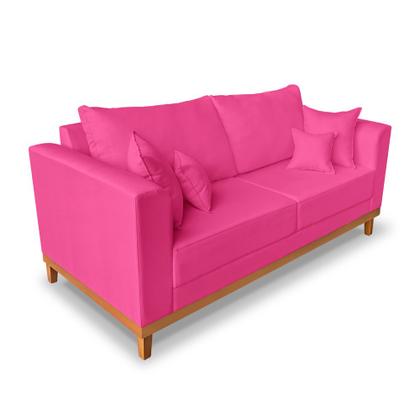 Imagem de Kit Sofá 3 Lugares e 2 Poltronas Beny Viena Com Almofadas Decorativa Suede Pink - Madeira Prima Deccor