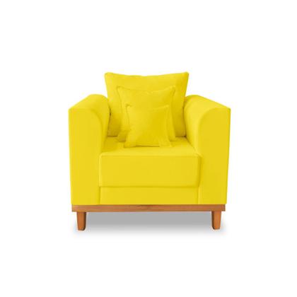 Kit Sofá 3 Lugares e 2 Poltronas Beny Viena Suede Amarelo - Madeira Prima Deccor Imagem de Kit Sofá 3 Lugares e 2 Poltronas Beny Viena Suede Amarelo