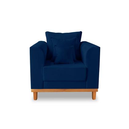 Kit Sofá 3 Lugares e 2 Poltronas Beny Viena Suede Azul - Madeira Prima Deccor Imagem de Kit Sofá 3 Lugares e 2 Poltronas Beny Viena Suede Azul