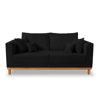 Kit Sofá 3 Lugares e 2 Poltronas Beny Viena Suede Preto - Madeira Prima Deccor Imagem de Kit Sofá 3 Lugares e 2 Poltronas Beny Viena Suede Preto
