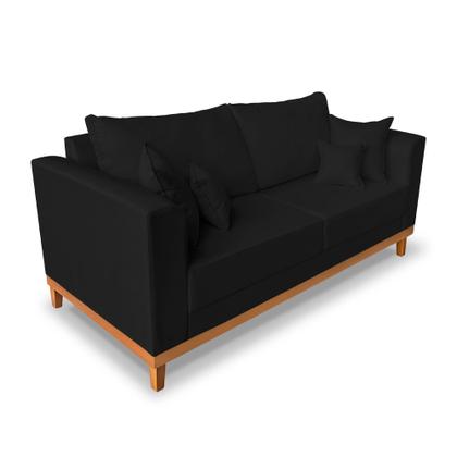 Kit Sofá 3 Lugares e 2 Poltronas Beny Viena Suede Preto - Madeira Prima Deccor Imagem de Kit Sofá 3 Lugares e 2 Poltronas Beny Viena Suede Preto