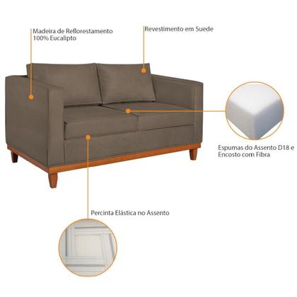 Imagem de Kit Sofá 3 Lugares e 2 Poltronas Europa 180 cm Estilo Conforto e Elegância Suede Marrom - Amarena Móveis