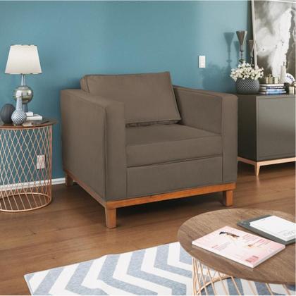 Imagem de Kit Sofá 3 Lugares e 2 Poltronas Europa 180 cm Estilo Conforto e Elegância Suede Marrom - Amarena Móveis