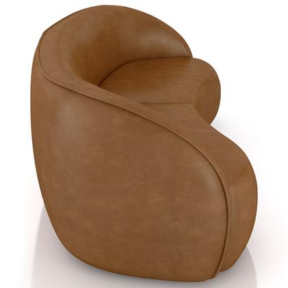 Imagem de Kit Sofá 4 Lugares Eron 240cm Com Poltrona Giratória Angelina M03 material sintético Whisky - Lyam Decor