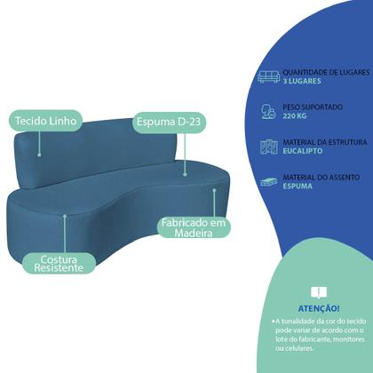 Imagem de Kit Sofá Curvo Amsterdã 160cm e 2 Poltronas Luiza Max Linho