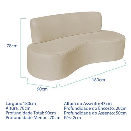 Imagem de Kit Sofá Curvo Amsterdã 180cm e Poltrona Luiza Max Suede