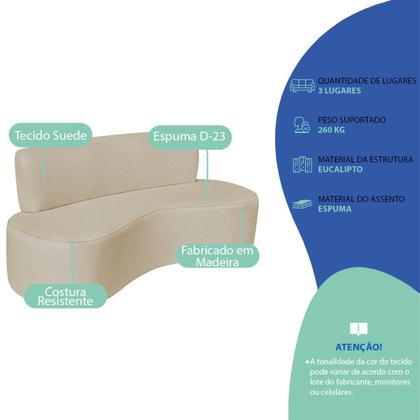 Imagem de Kit Sofá Curvo Amsterdã 180cm e Poltrona Luiza Max Suede