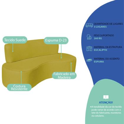Imagem de Kit Sofá Curvo Amsterdã 180cm e Poltrona Luiza Max Suede