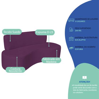 Imagem de Kit Sofá Curvo Amsterdã 180cm e Poltrona Luiza Max Suede