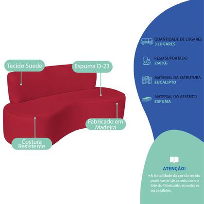 Imagem de Kit Sofá Curvo Amsterdã 180cm e Poltrona Luiza Max Suede