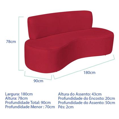 Imagem de Kit Sofá Curvo Amsterdã 180cm e Poltrona Luiza Max Suede