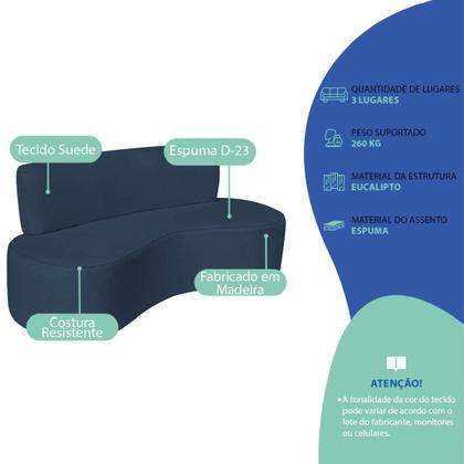 Imagem de Kit Sofá Curvo Amsterdã 180cm e Poltrona Luiza Max Suede