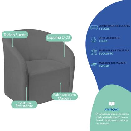 Imagem de Kit Sofá Curvo Amsterdã 180cm e Poltrona Luiza Max Suede