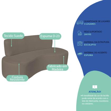 Imagem de Kit Sofá Curvo Amsterdã 180cm e Poltrona Luiza Max Suede