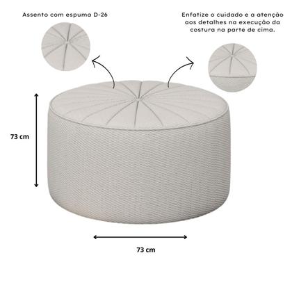 Imagem de Kit Sofá Curvo E Poltrona Puff Bouclé Branco Euphoria