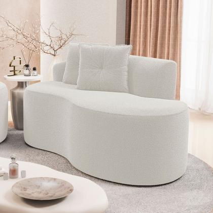 Imagem de Kit Sofá e 02 Poltronas Orgânicas Living Bob com Almofadas Bouclê Off White - Desk Design