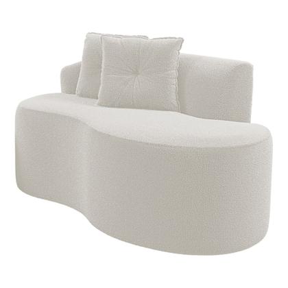 Imagem de Kit Sofá e 02 Poltronas Orgânicas Living Bob com Almofadas Bouclê Off White - Desk Design
