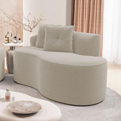 Imagem de Kit Sofá e Poltrona Orgânica Living Bob com Almofadas Bouclê Bege - Desk Design