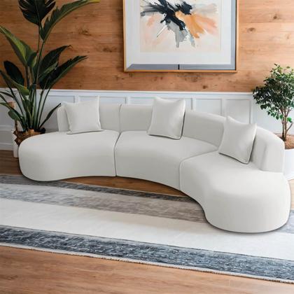 Imagem de Kit Sofá Modular 4 Lugares 360cm Moderno Curvo Orgânico Duna Bouclé
