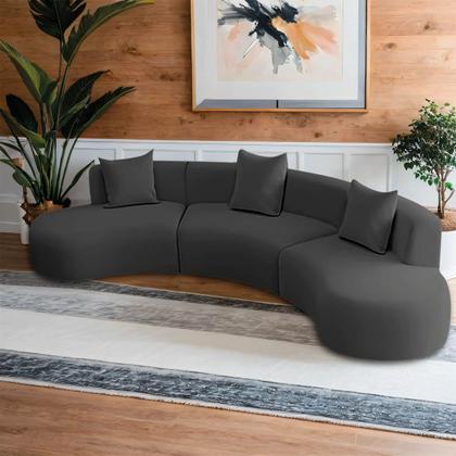 Imagem de Kit Sofá Modular 4 Lugares 360cm Moderno Curvo Orgânico Duna Linho