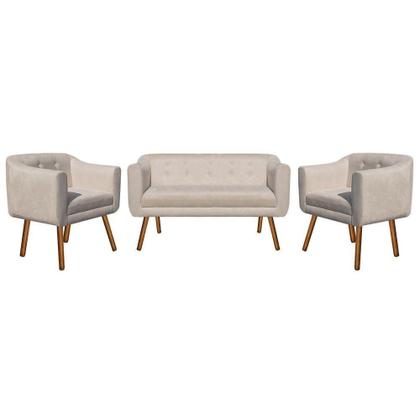 Imagem de Kit Sofá Namoradeira 2 Lugares e 02 Poltronas Julia Bege