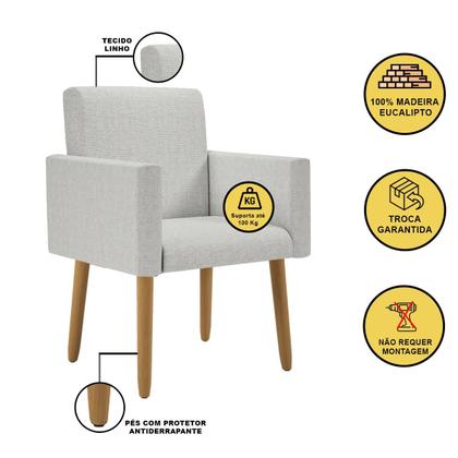 Imagem de Kit Sofá Namoradeira + 2 Poltronas Decorativas Tecido Linho