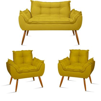 Imagem de KIT Sofá Namoradeira Opala + 2 Poltronas Opala Balaqui Decor
