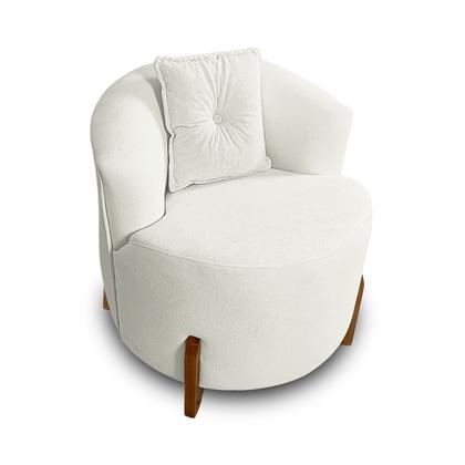 Imagem de Kit Sofá Orgânico Feijão Com Poltrona Pé De Madeira Bouclé Minimalista